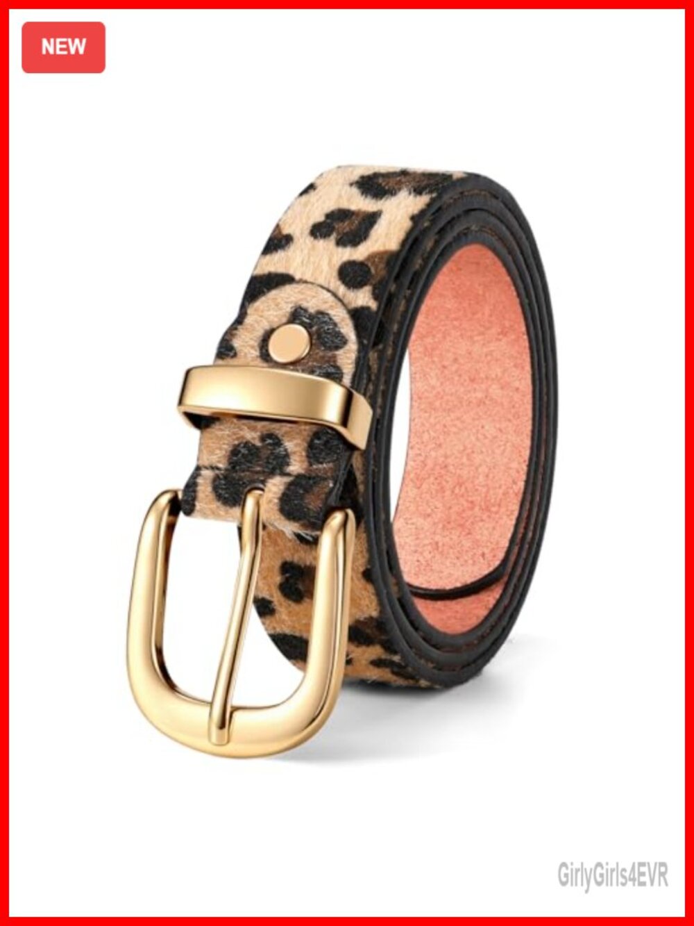 Faux Leather Belt with Gold Buckle for Dresses Jeans